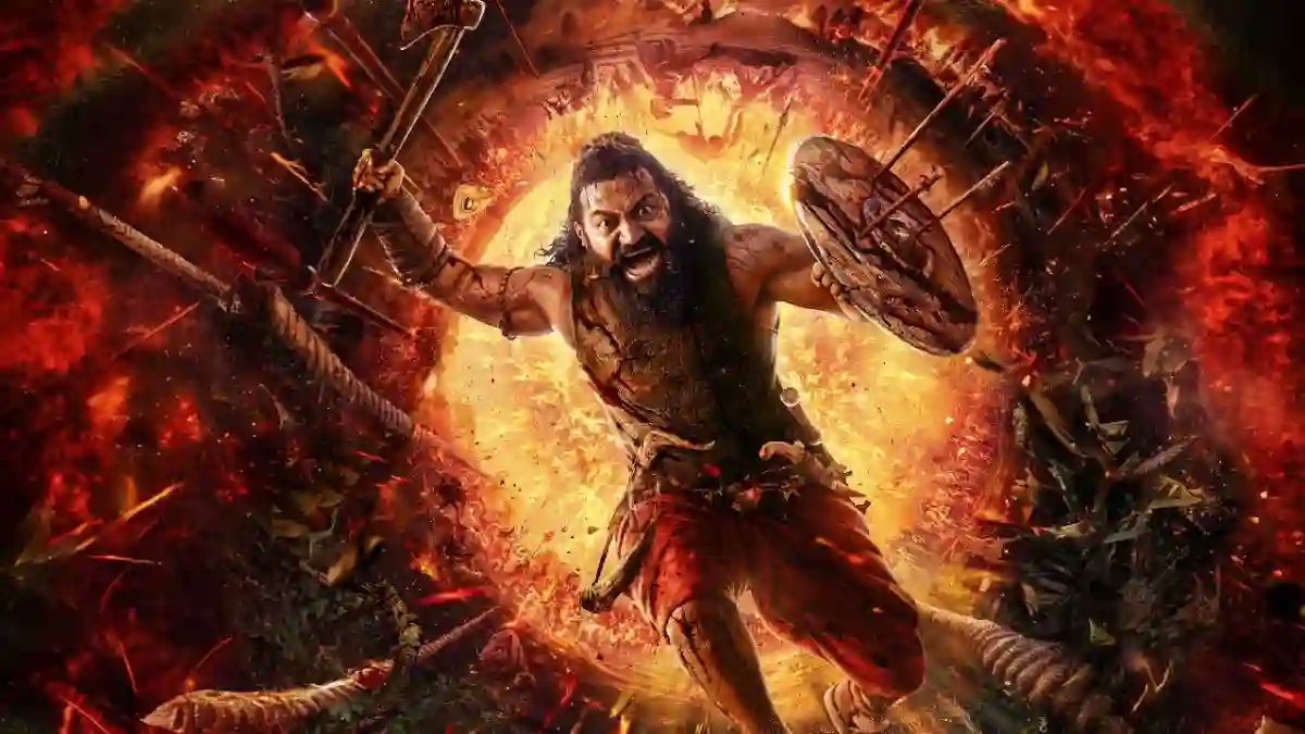 123telugu's tweet card. కన్నడ సినిమా నుంచి ఈ ఏడాది వచ్చి సెన్సేషనల్ హిట్ గా నిలిచిన భారీ చిత్రమే "కాంతార చాప్టర్ 1". దర్శకుడు, నటుడు రిషబ్ శెట్టి తెరకెక్కించి నటించిన ఈ డివోషనల్