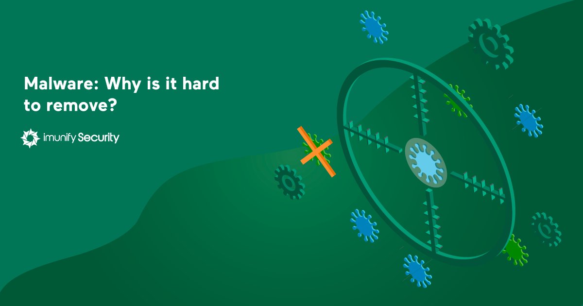 imunify360's tweet card. Even after malware clean up some malicious files might reappear. The article goes over the signs of malware injection and why is it hard to remove.