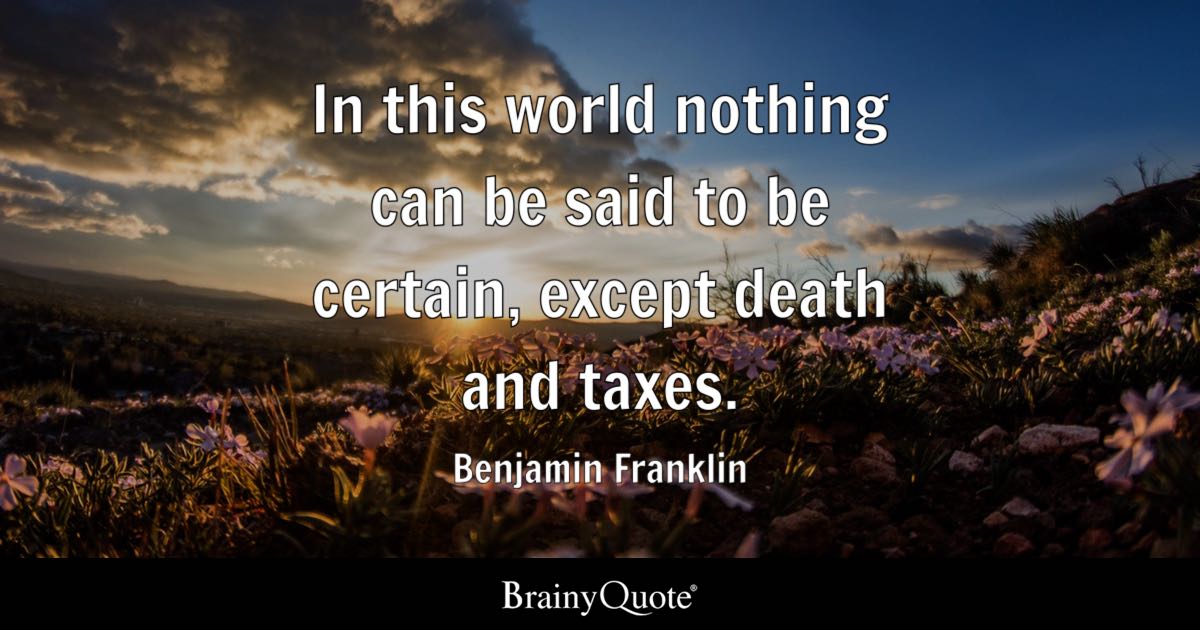MembersAllCU's tweet card. "In this world nothing can be said to be certain, except death and taxes." - Benjamin Franklin