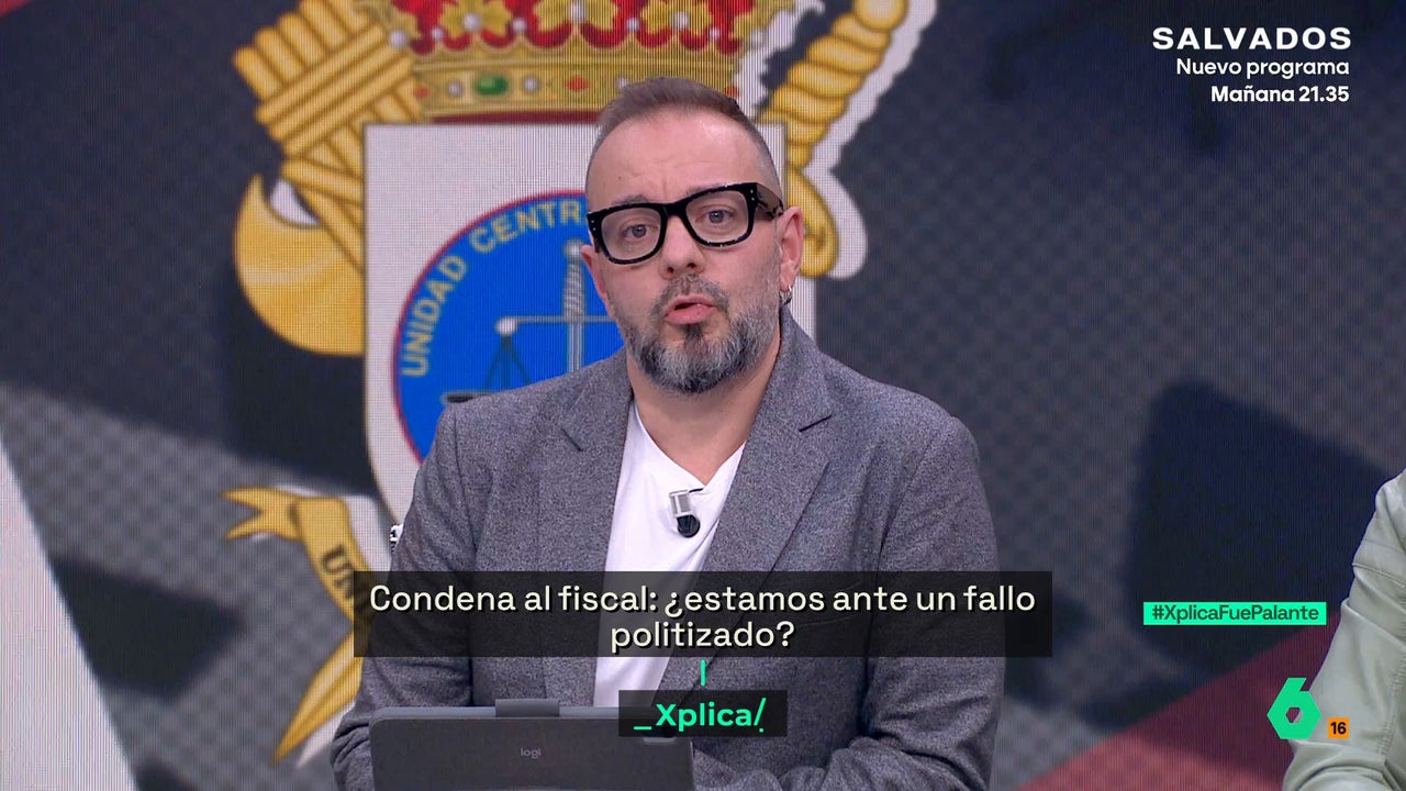 laSextaXplica's tweet card. El periodista defendió que 'eso es un hecho evidente que nos dice muy poco de cuál es la justicia en este país'. 'Yo dije que iba a ser un resultado de cinco a favor y dos en contra, y quiénes eran...