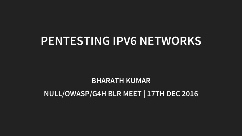 0xbharath's tweet card. Understanding IPv6 protocol and pentesting IPv6 networks. A markdown version(that can be viewed using reveal.js/reveal-md/marp) is available at https…