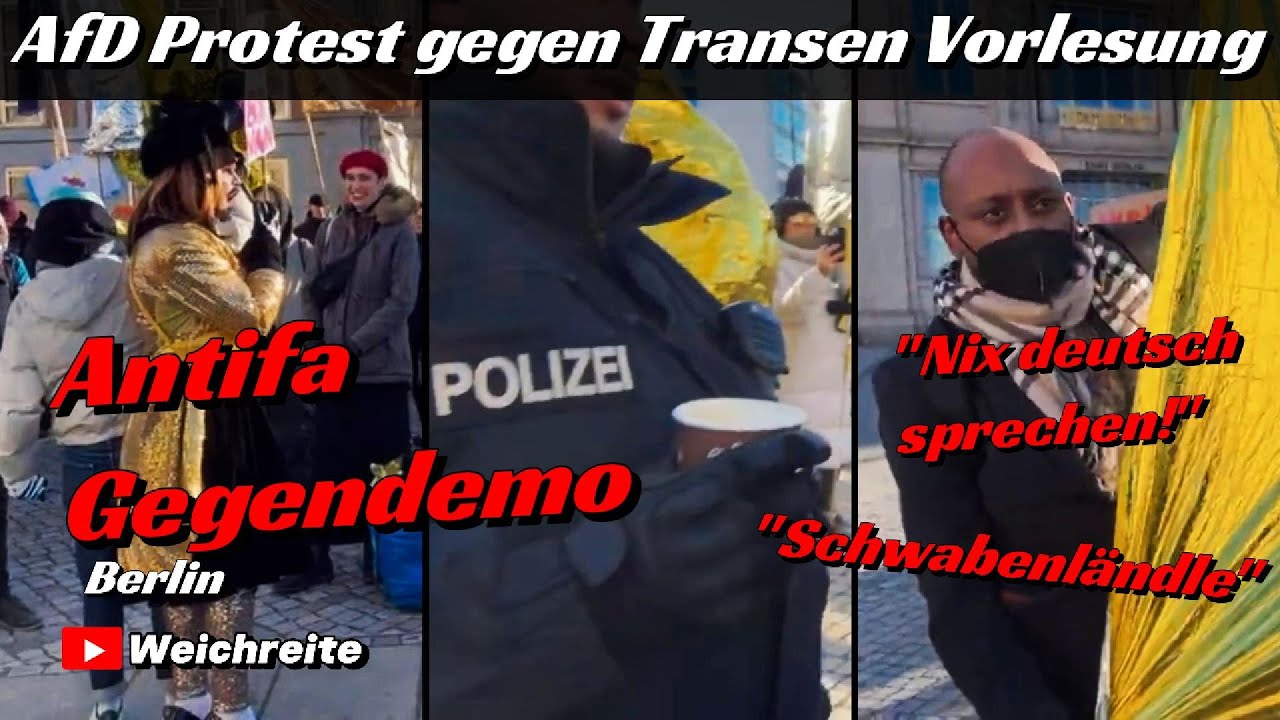 BertaDieHenne's tweet card. Antifa Gegendemo zum AfD Protest gegen eine Transen-Vorlesung in...