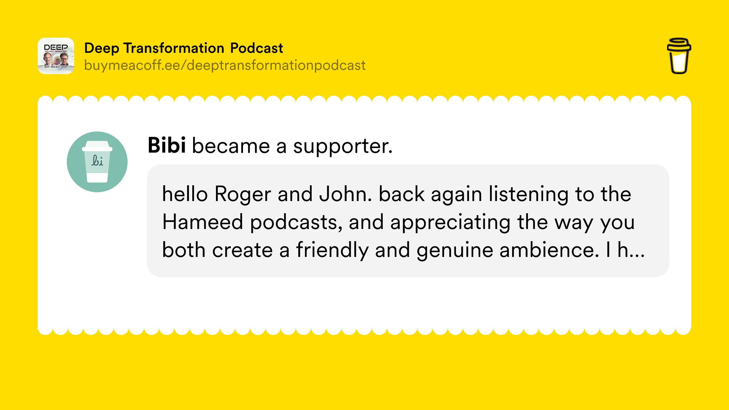 deeptransform's tweet card. The podcast Deep Transformation: Self-Society-Spirit is a labor of love. It’s our way of getting the ideas of some of today’s most brilliant thinkers and effective contributors out, to