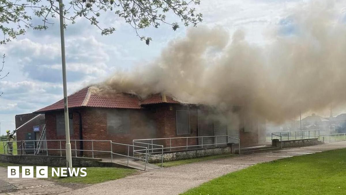 Stringsmark's tweet card. Thorne Colliery FC won promotion in its league in May, just days before a blaze hit the ground.