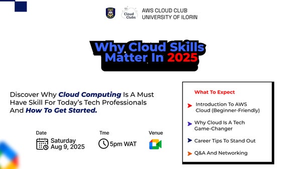 AwsUniloriN's tweet card. **The Future of Tech is here, and it’s in the Cloud** Join us at AWS Cloud Club Unilorin for an exciting virtual session as we explore why Cloud Computing is a must-have sk