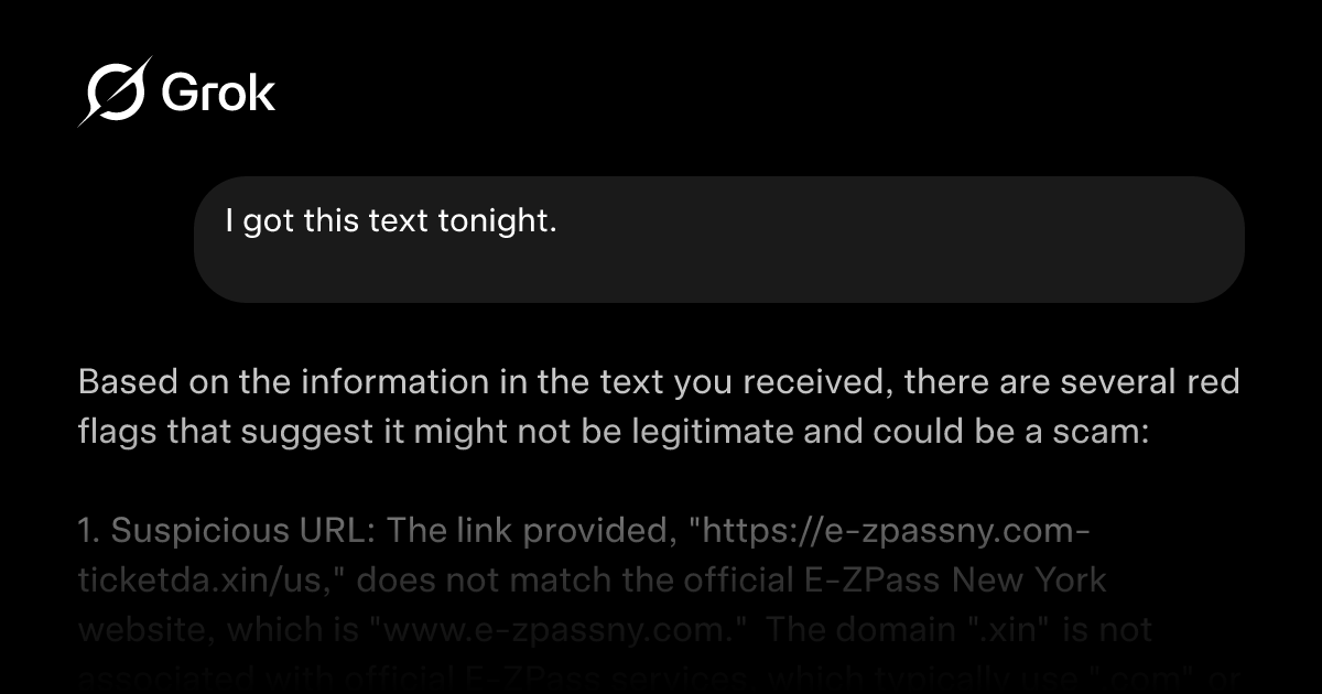 Scobleizer's tweet card. I got this text tonight. Is it real? E-ZPass – Toll Violation Notice Dear User, We noticed an u