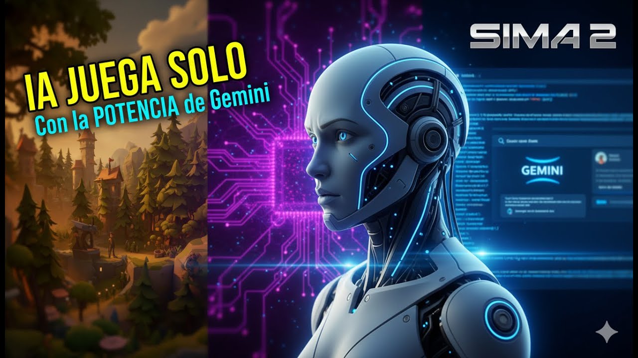 ELMDLMaquina's tweet card. SIMA 2: El agente IA con Gemini que JUEGA, RAZONA y se AUTO-MEJORA en...