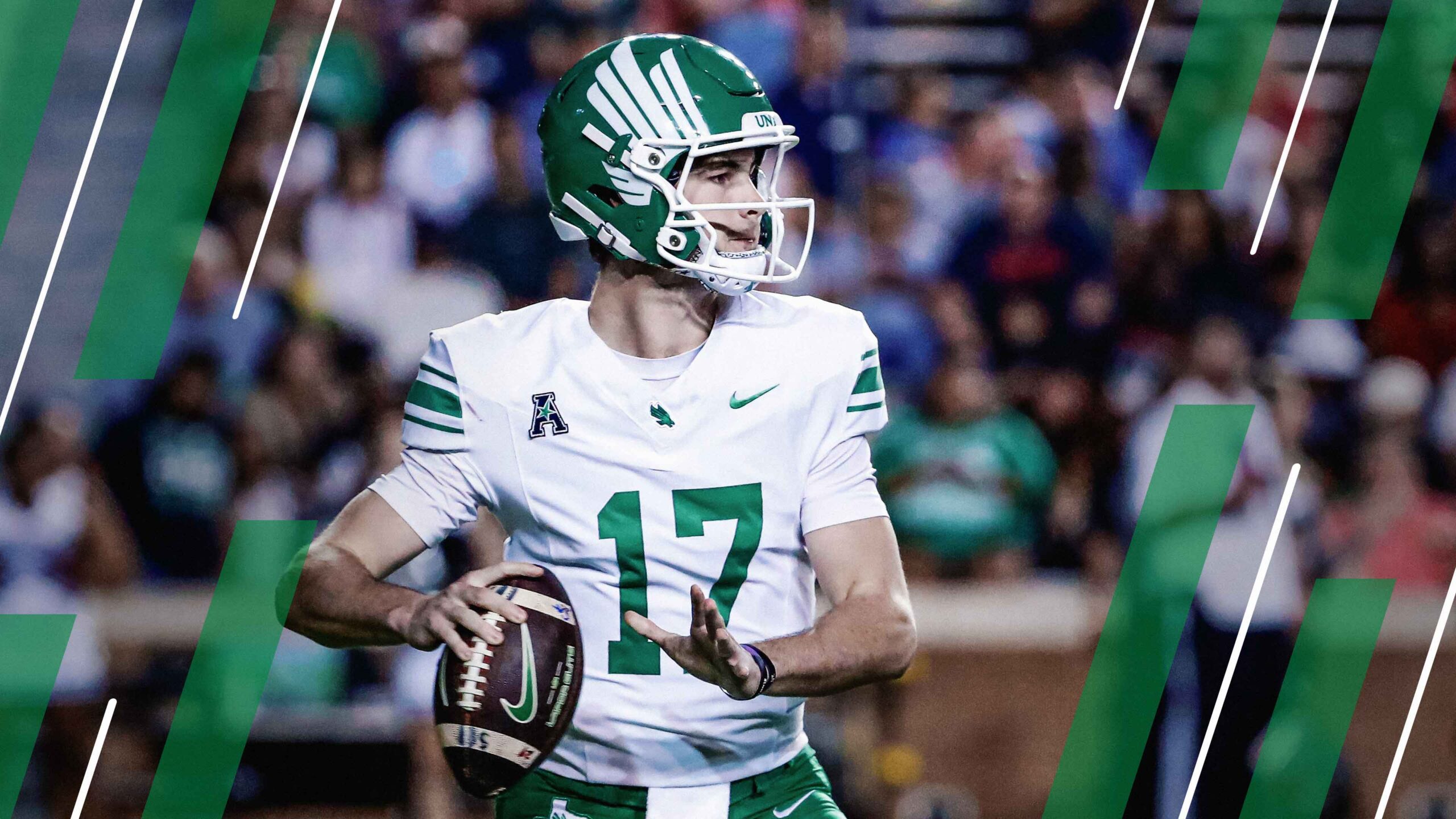 PFF_College's tweet card. North Texas' Drew Mestemaker and Notre Dame's Leonard Moore headline the PFF College Football Team of the Week.