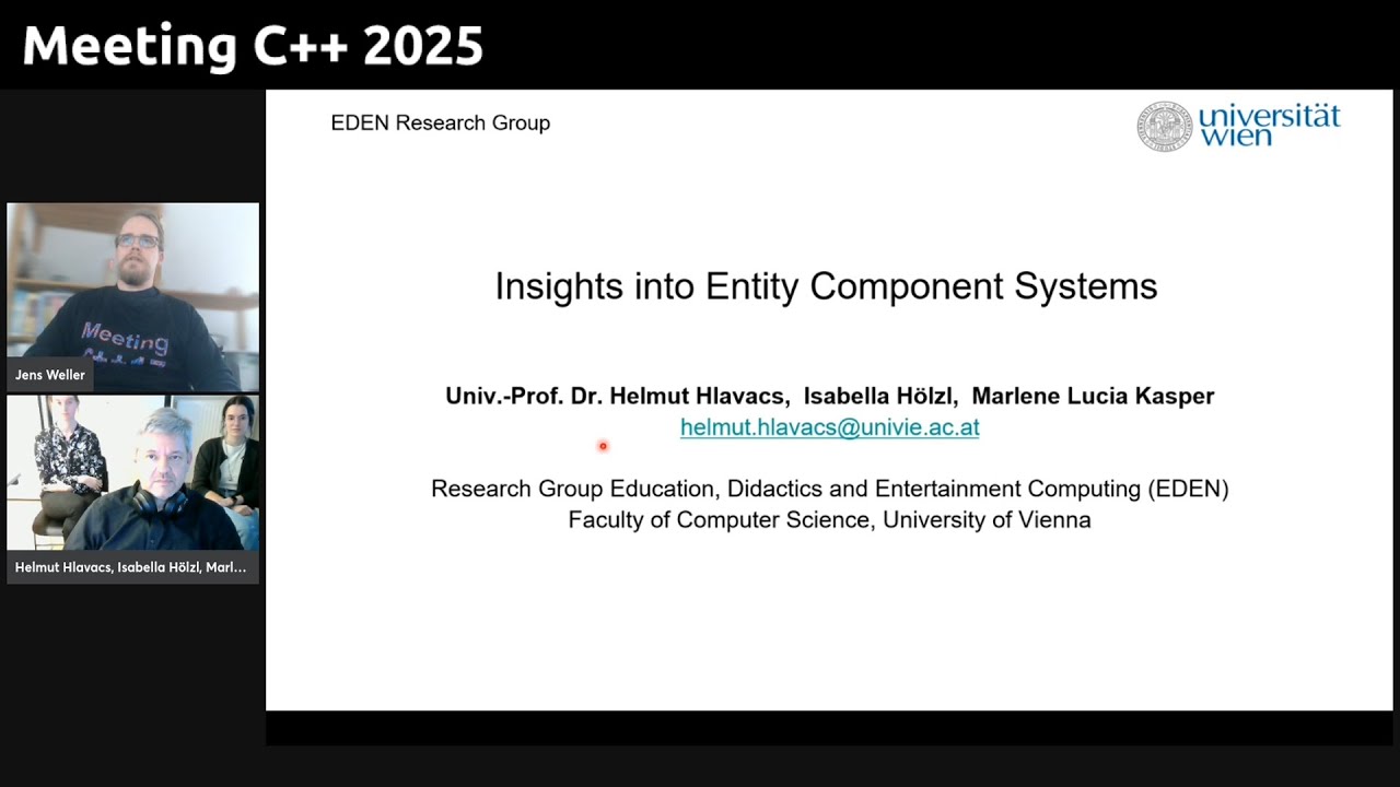 meetingcpp's tweet card. Insights into Entity Component Systems - Helmut Hlavacs & Marlene...