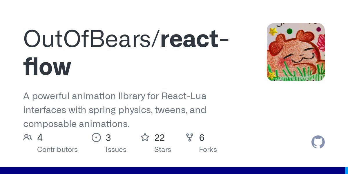 RootieDaHoodie's tweet card. A powerful animation library for React-Lua interfaces with spring physics, tweens, and composable animations. - OutOfBears/react-flow