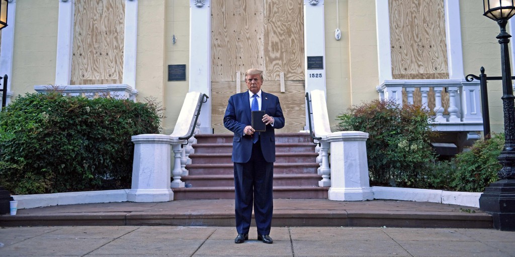 NBCNews's tweet card. The president said he was an "ally of all peaceful protesters" as police and the National Guard forced protesters away from the White House.