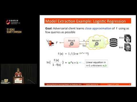 USENIXSecurity's tweet card. USENIX Security '16 - Stealing Machine Learning Models via Prediction...