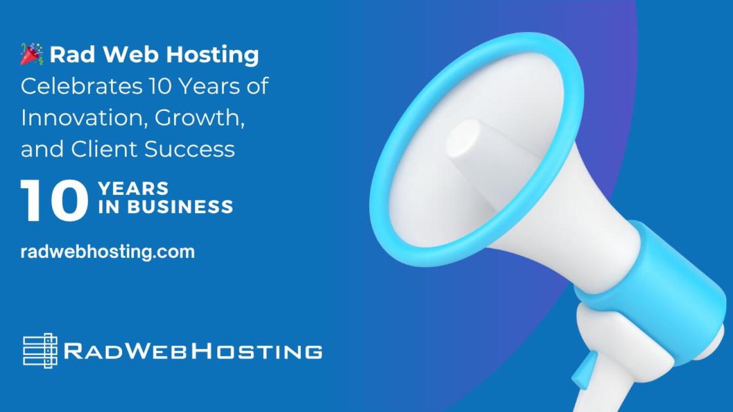 r_dvps's tweet card. Rad Web Hosting Celebrates 10 Years of Empowering Clients with Reliable, High-Performance Hosting and Dedicated Human Support