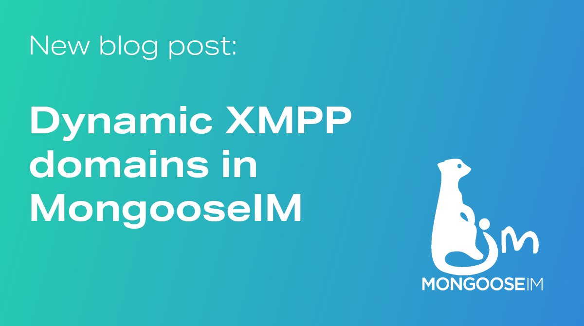 ErlangSolutions's tweet card. Read about the addition of dynamic #XMPP domains to the 5.0 release of MongooseIM. It's now possible to set up and maintain thousands of domains and connect millions of devices without any performa...
