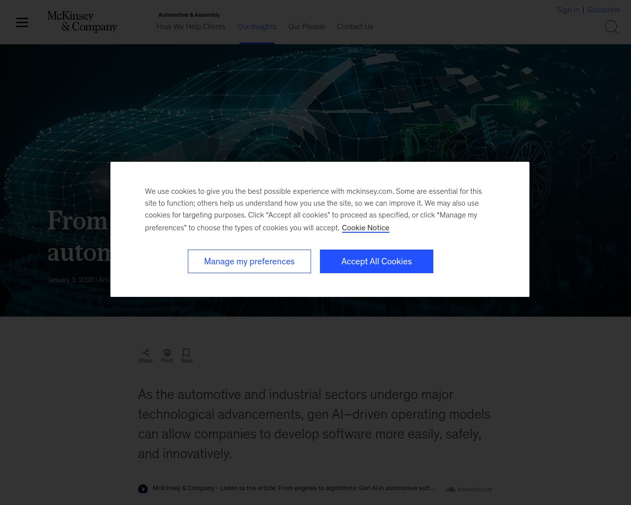 managetech_inc's tweet card. 自動車および産業部門の企業はソフトウェア対応企業に転換中 ソフトウェアは高度な機能と安全に関わる機能のバックボ