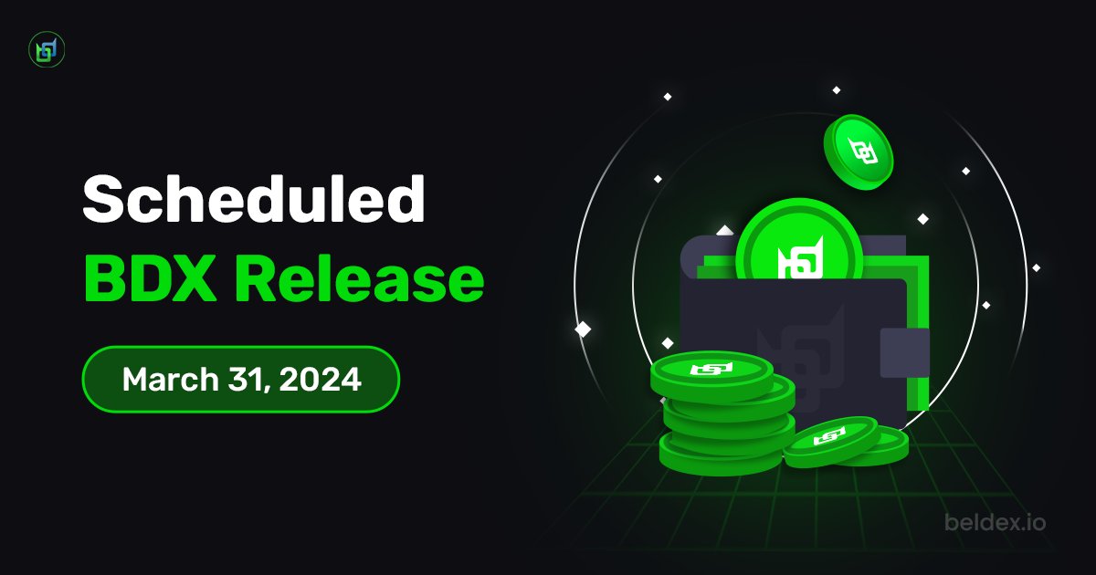 BeldexCoin's tweet card. Read the article below to know more about the BDX scheduled release in March 2024.