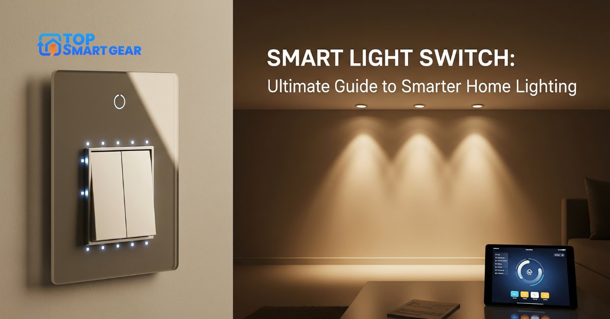 topsmartgear's tweet card. A smart light switch is a device that allows remote control and automation of lighting, enhancing convenience and energy efficiency in homes.