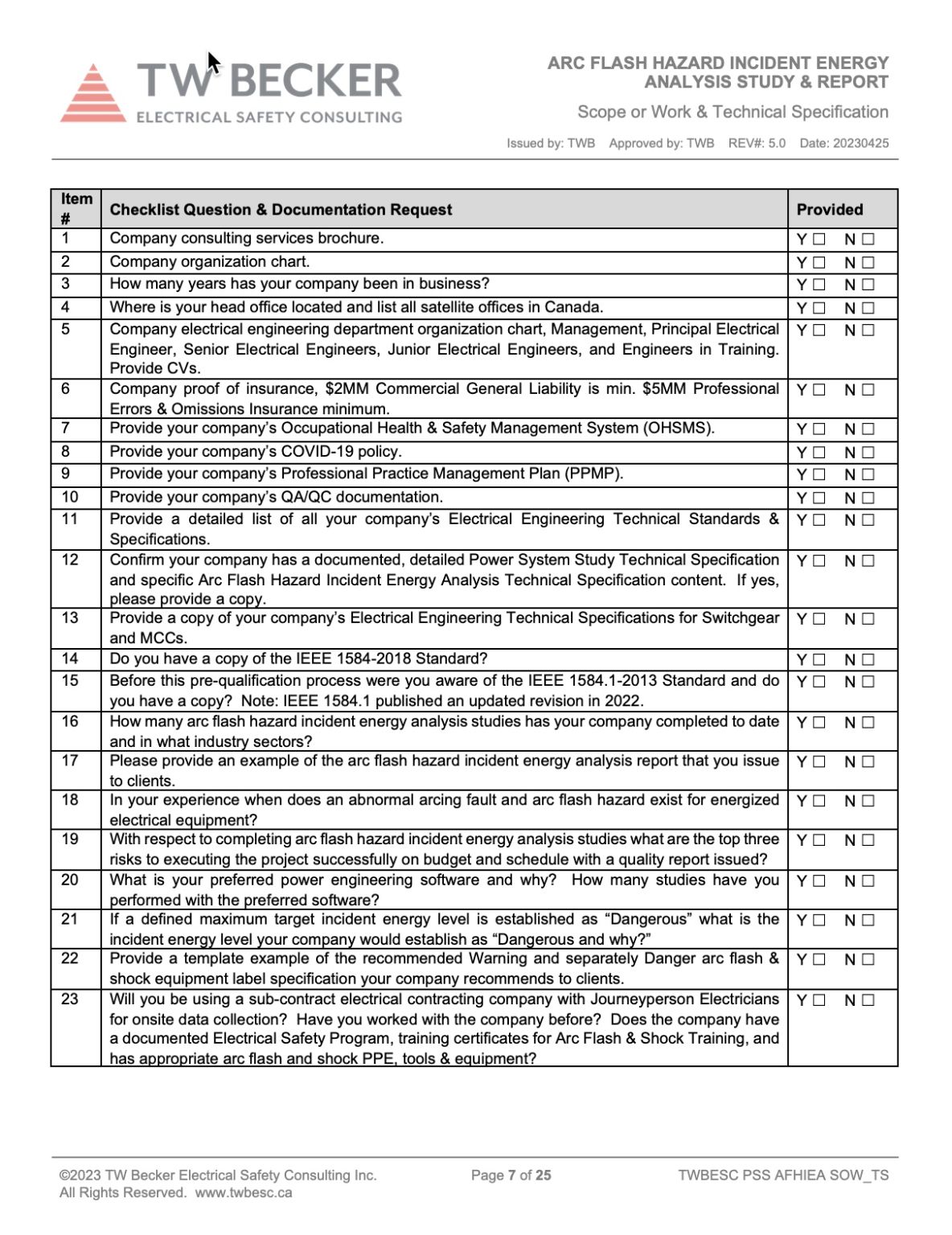 csaz462arcflash's tweet card. This is a page from the SOW and Technical Specification, an important requirement of the RFP. Any questions please email. TAKE CONTROL OF ARC FLASH! Before you request a proposal for Arc Flash Hazard...
