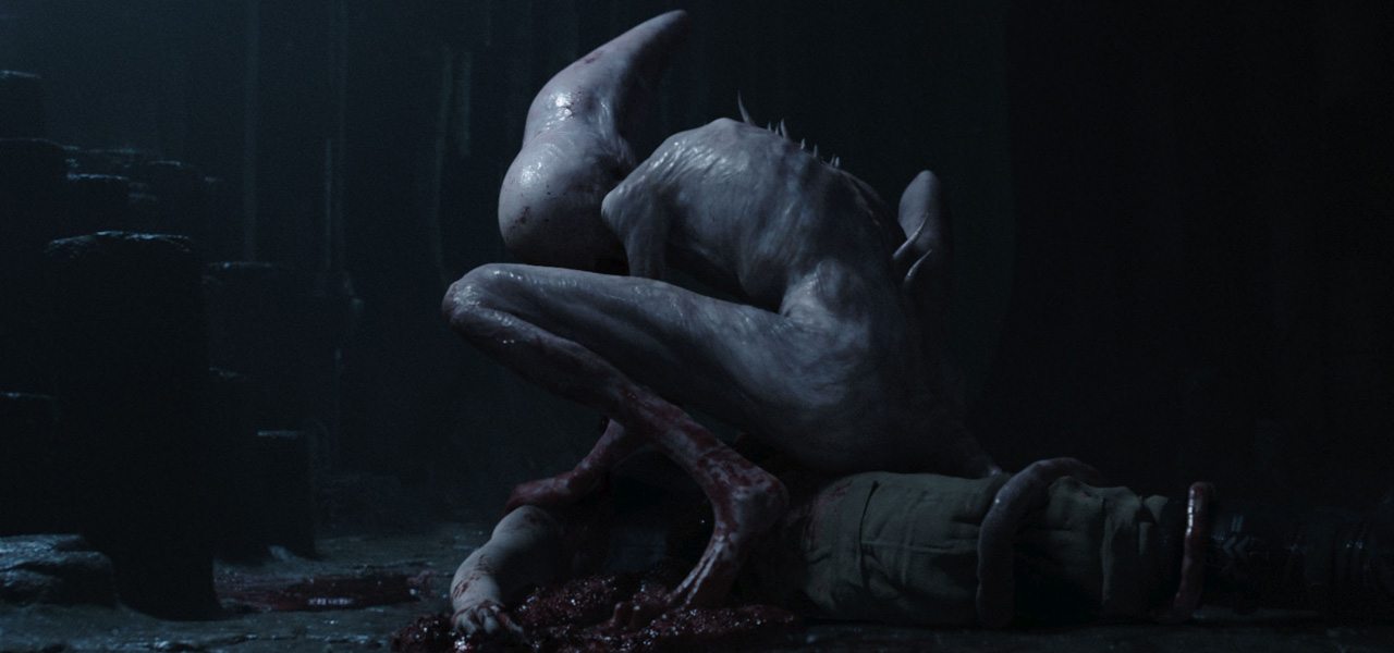 compositfactory's tweet card. Behind the scenes of Ridley Scott's newest "Alien" film, with before and after image breakdowns.