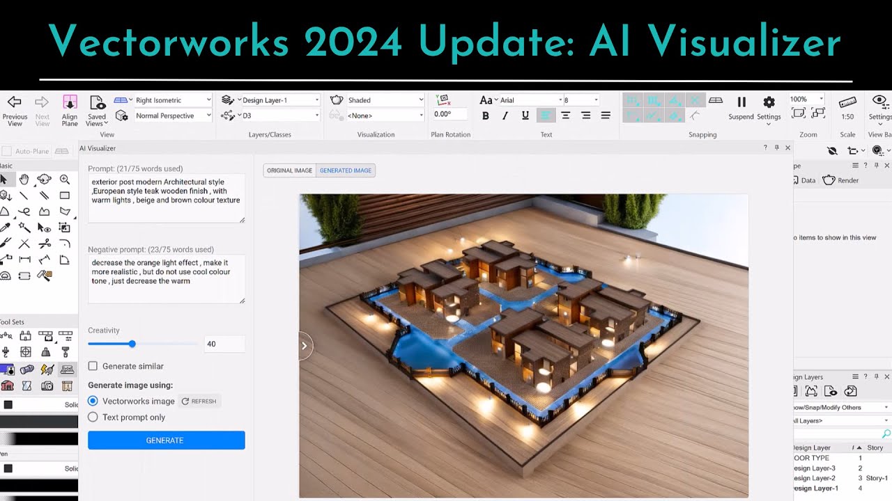 Cadventure_Ltd's tweet card. Vectorworks 2024 Update: AI Visualizer