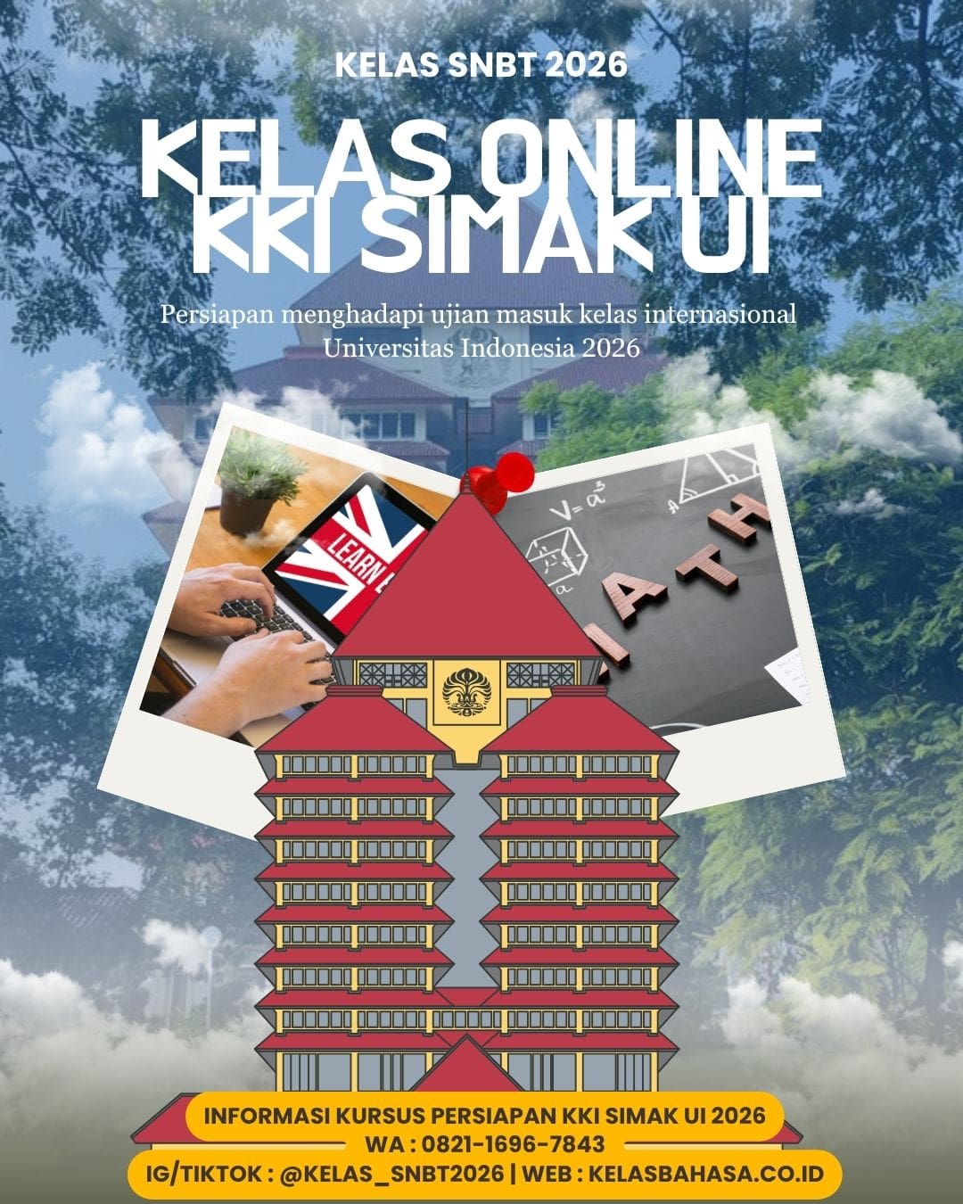 kelassbmptn's tweet card. Daftar kursus persiapan KKI SIMAK UI dari Kelas Bahasa: materi intensif untuk tes Kelas Khusus Internasional (KKI) & SIMAK UI