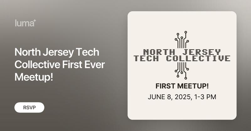 rai__bread's tweet card. Join us for North Jersey Tech Collective's first ever meetup! Stop by for a slice of pizza and meet new people! Nerd out about your favorite coding language,…