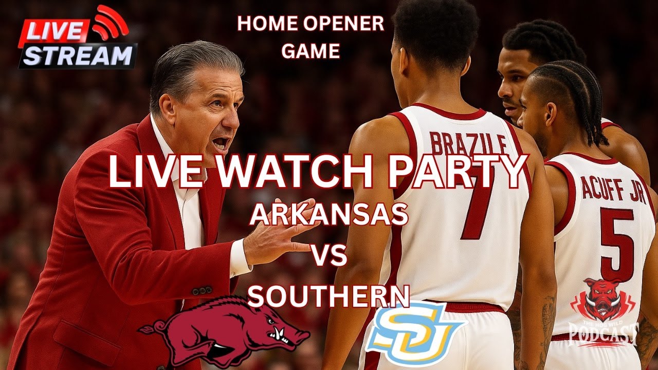 HogWildPodcast's tweet card. LIVE Watch Party: Arkansas vs Southern — Season Opener | Watch the...