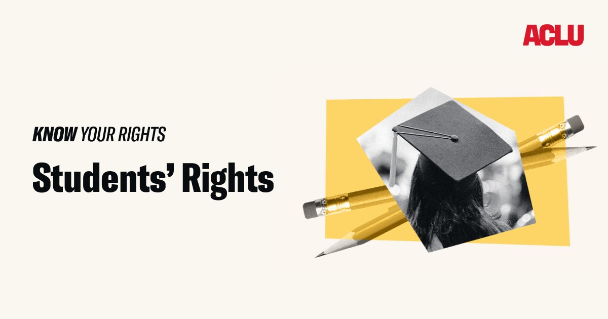 ACLUIndiana's tweet card. The Supreme Court ruled in 1969 that students do not "shed their constitutional rights to freedom of speech or expression at the schoolhouse gate." This is true for other fundamental rights, as well.