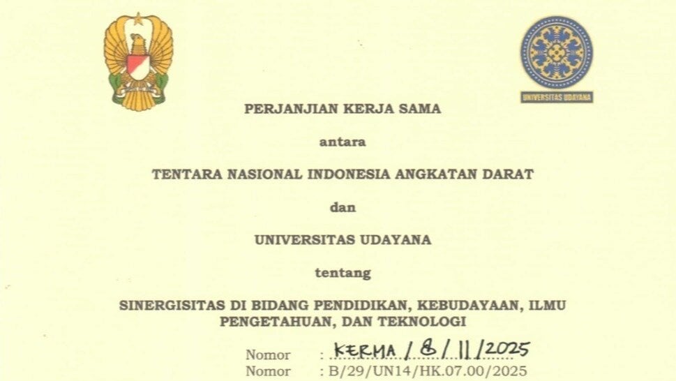 midas_sainz's tweet card. Kampus Bukan Barak: Cabut Kerja Sama Universitas Udayana dengan TNI AD!