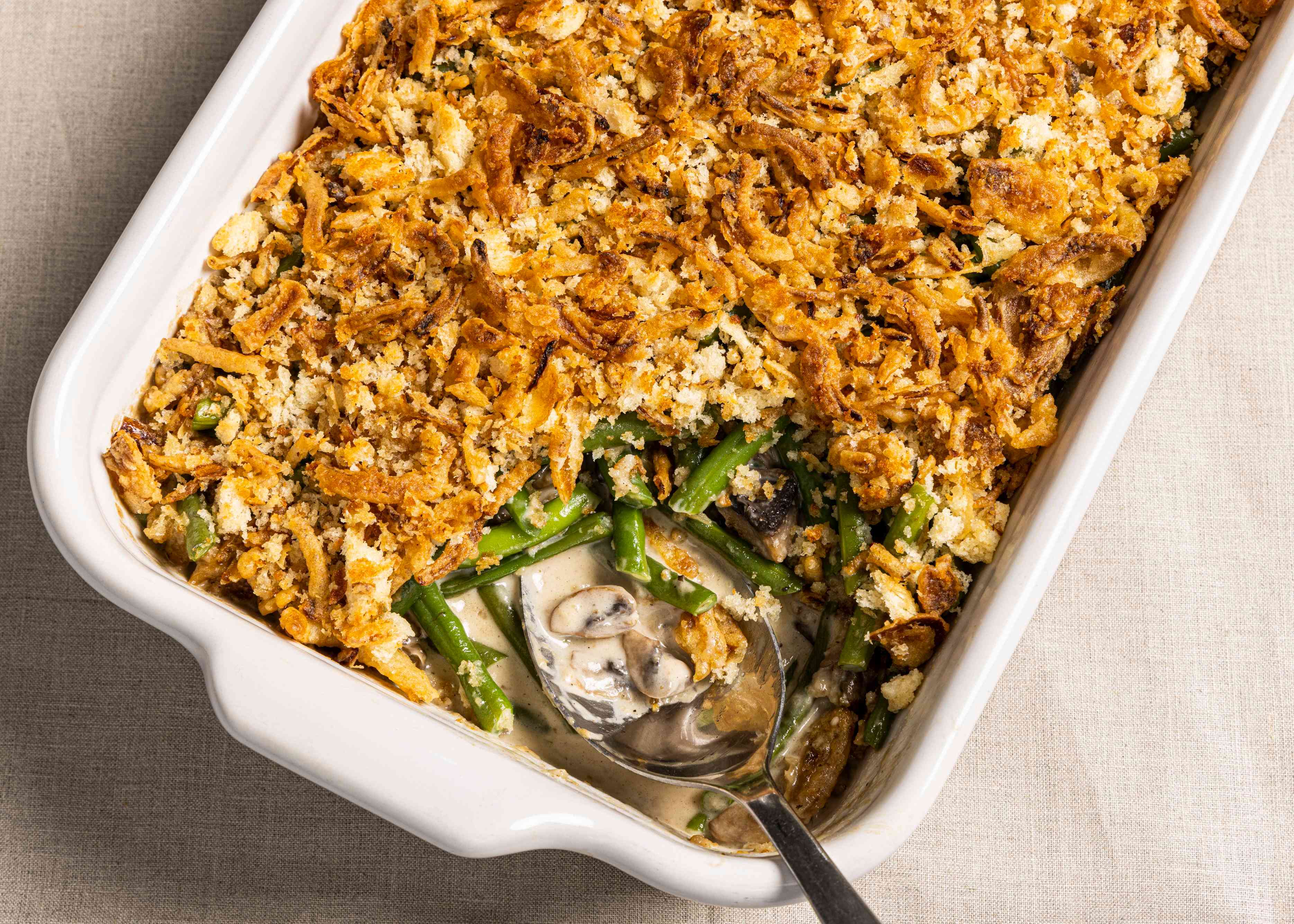 TestKitchen's tweet card. When it comes to Thanksgiving casseroles, nothing tops green bean casserole. Make the classic with our from-scratch recipe—start with fresh green beans.