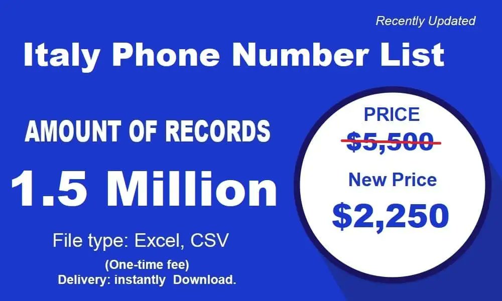 riya_moni40365's tweet card. Italy phone number list has 35 million consumer mobile numbers. up to date and accurate telemarketing leads from Latest Mailing Database.