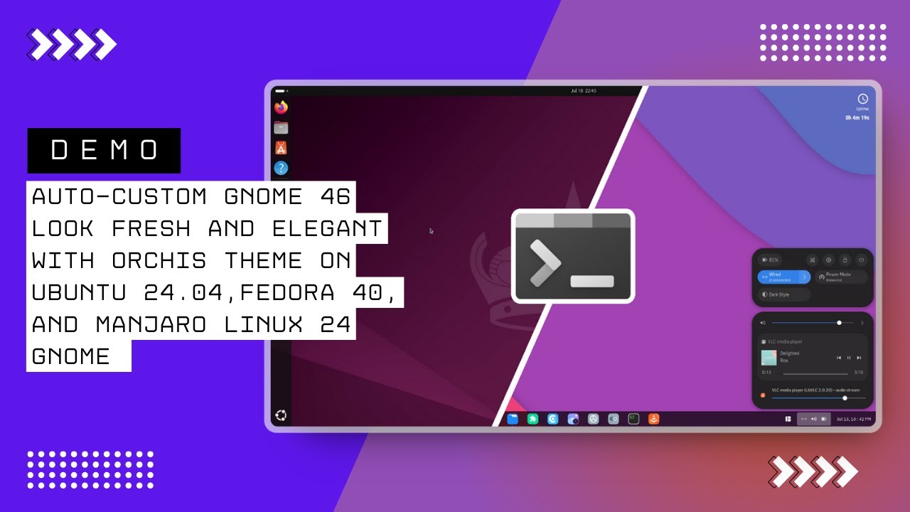 LinuxScoop's tweet card. DEMO: AUTO CUSTOM GNOME 46 ORCHIS ON UBUNTU 24.04, FEDORA 40, AND...