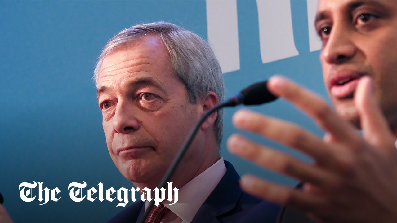 Ck_Lufc's tweet card. In full: Nigel Farage and Zia Yusuf hold a Reform UK press conference