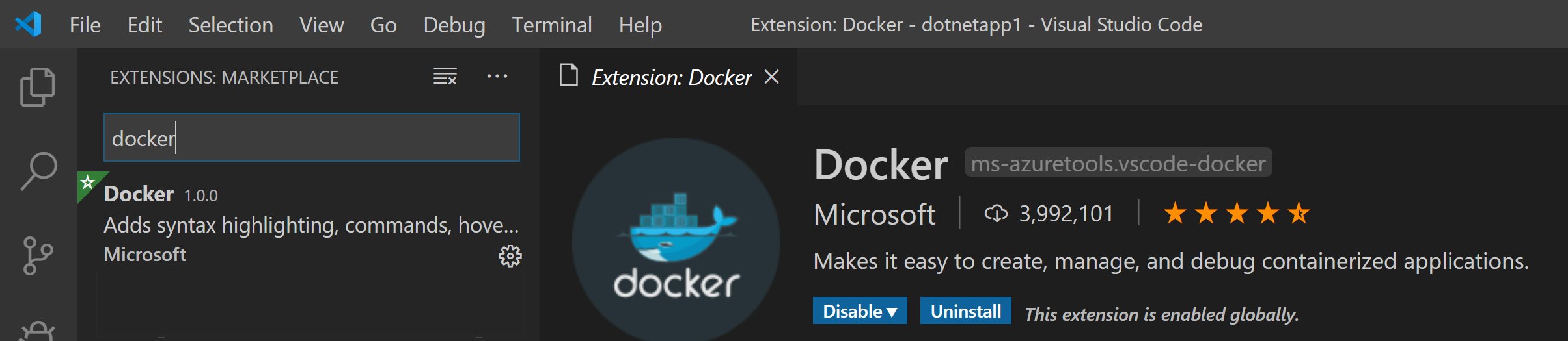 pythonvscode's tweet card. We recently released the 1.0 version of our Visual Studio Code Docker extension, which is the first general availability (GA) release. The Docker extension makes it easier to build apps that leverage...