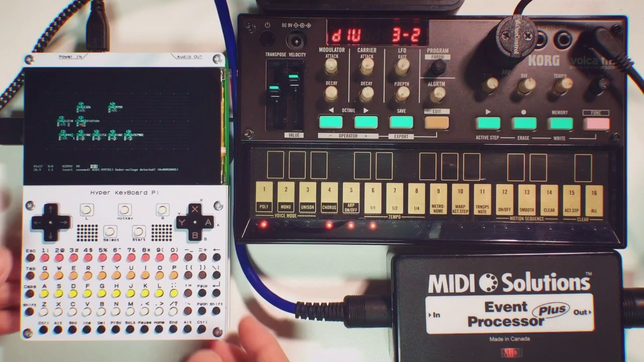 TaroKichijo's tweet card. Orca-c on hyper keyboard pi + volca fm