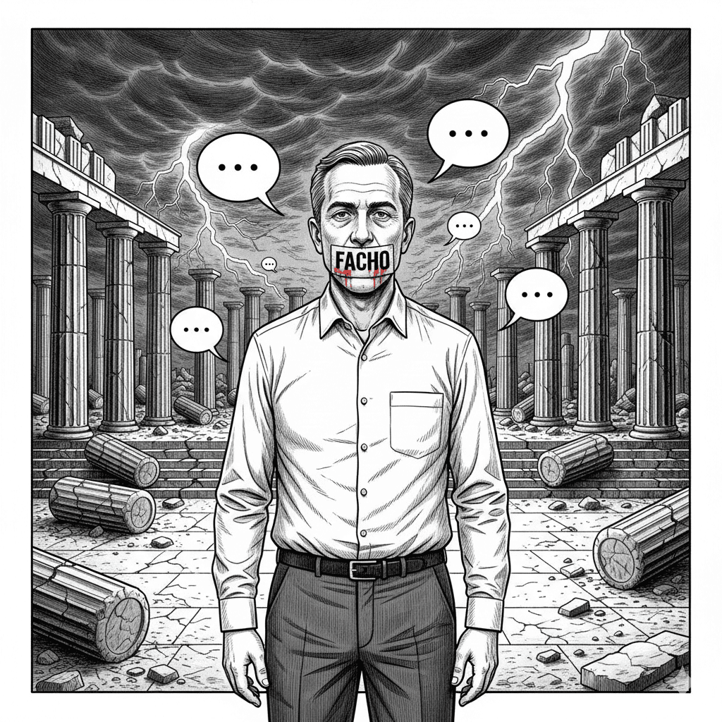 OhericMedia's tweet card. Dans un climat de tensions sociales, les étiquettes comme 'facho' ou 'raciste' étouffent le débat démocratique. Protégeons la démocratie sans surenchère morale.