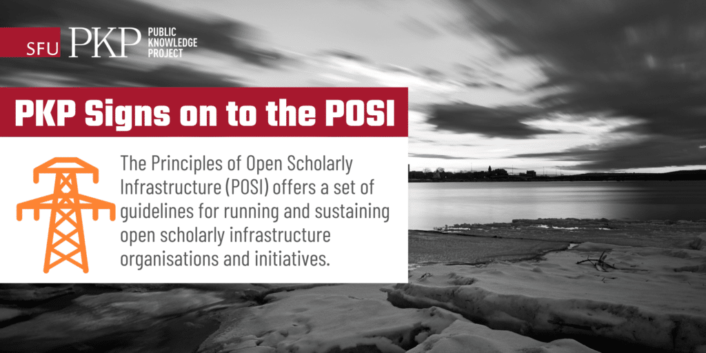 CrossrefOrg's tweet card. PKP signs on to POSI, which offers a set of guidelines by which open scholarly infrastructure organisations and initiatives that support the research community can be run and sustained.