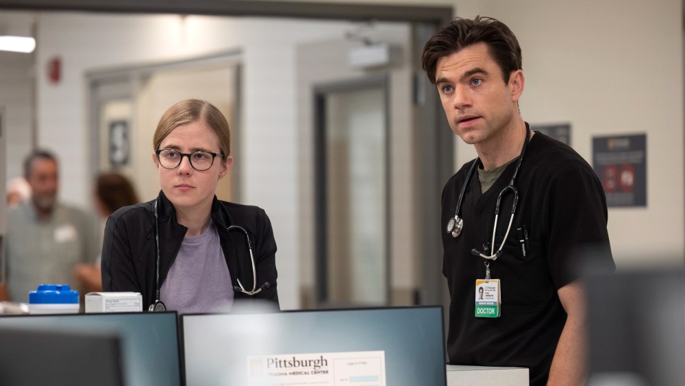 Variety's tweet card. 'The Pitt' stars Taylor Dearden and Patrick Ball tease Mel and Langdon's reunion in Season 2.