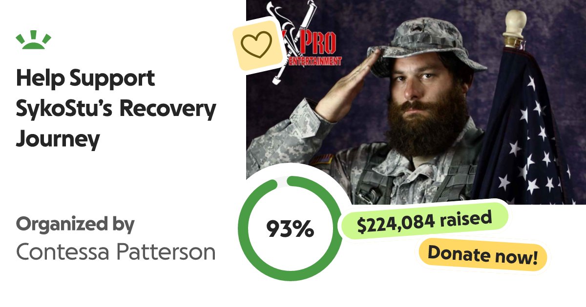 NicTNemeth's tweet card. Hello everyone, I’m reaching out to get support for my husband, Stuart Smit… Contessa Patterson needs your support for Help Support SykoStu’s Recovery Journey