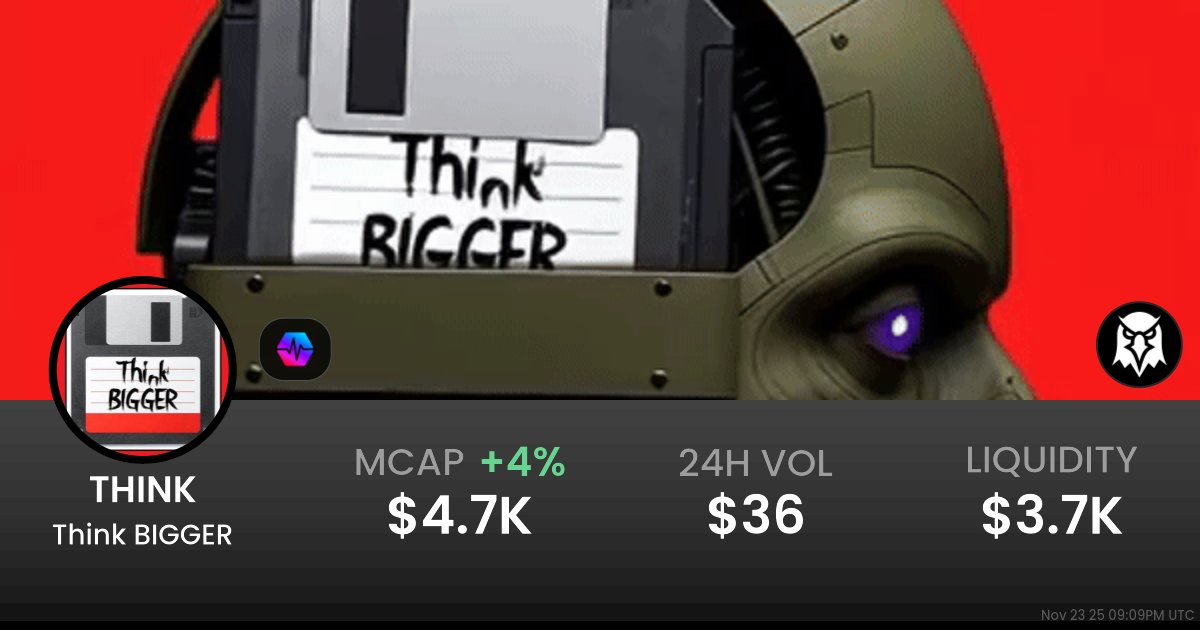 TechNini's tweet card. $0.000004799 Think BIGGER (THINK) realtime price charts, trading history and info - THINK / WPLS on PulseChain / PulseX