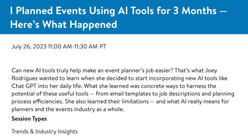 joeyawesome's tweet card. Beyond excited for this one! It's been a journey! How have you been using AI in your day-to-day? #eventprofs