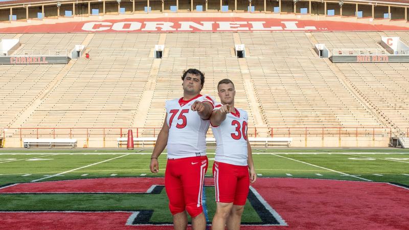 CornellSports's tweet card. The Cornell football team has bestowed the honor of the 2023 captainship to seniors Jake Stebbins and Micah Sahakian. The two bring a combined seven years of collegiate experience to the role.