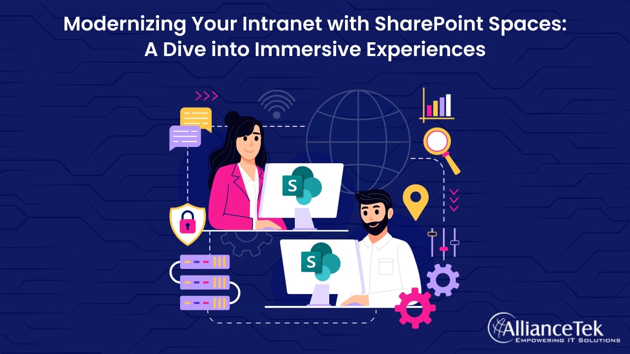 AllianceTekInc's tweet card. Dive deep into creating immersive experiences, fostering collaboration, and modernizing workplace interactions with intranet and SharePoint solutions. Read now.
