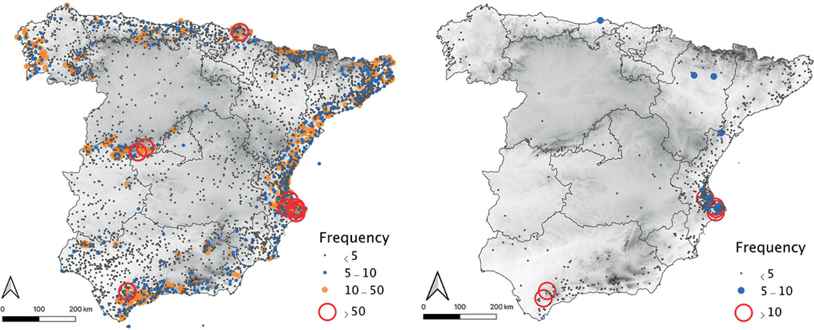 RogerPielkeJr's tweet card. From 1916 to 2022, 12.4% of days recorded rainfall exceeding 100 mm, and 1.4% of days rainfall was over 200 mm in some stations in the Spanish mainland. These events are located particularly along...