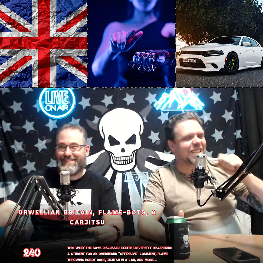 ManToolsMedia's tweet card. This week the boys discussed Exeter University disciplining a student for an overheard “offensive” comment, flame throwing robot dogs, Jujitsu in a car, and more…Watch without ads for just $3 a...