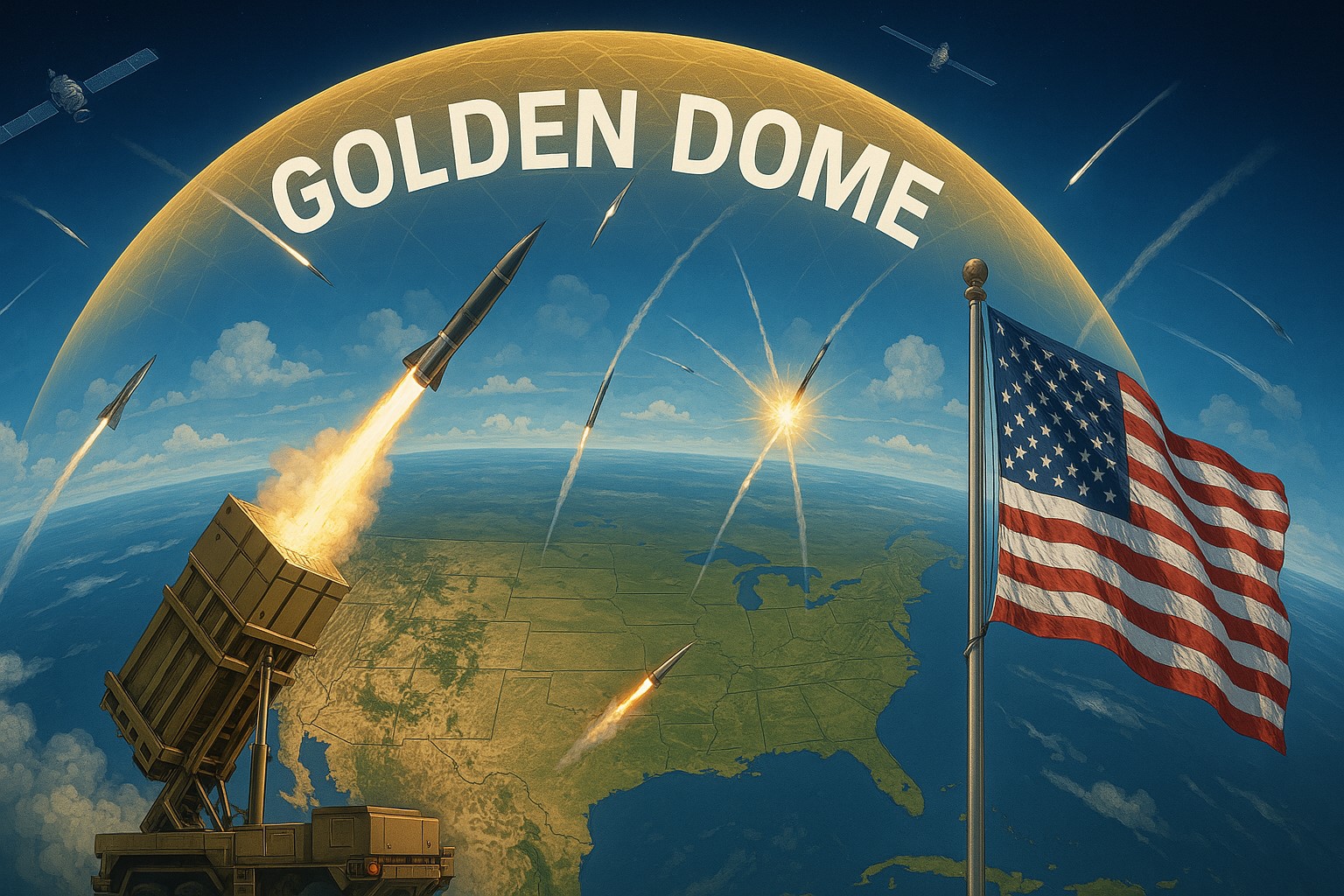 DanteNDigitalis's tweet card. President Trump is preparing to weigh three bold options for his sweeping Golden Dome missile defense system—a project that could redefine America’s security posture but comes with sky-high costs,...