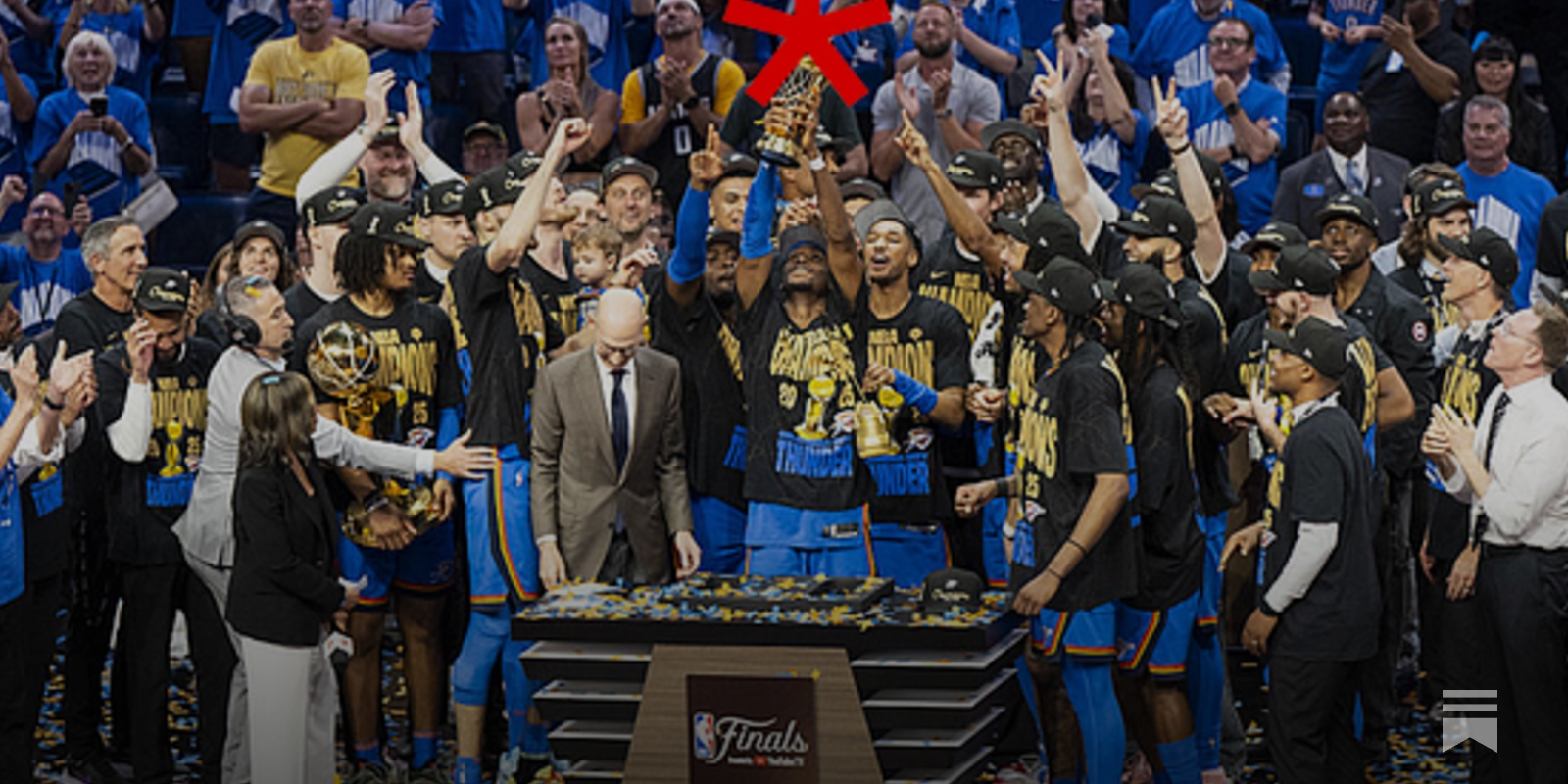 tomhaberstroh's tweet card. The 2025 Finals winner joins an exclusive club of asterisked NBA champions