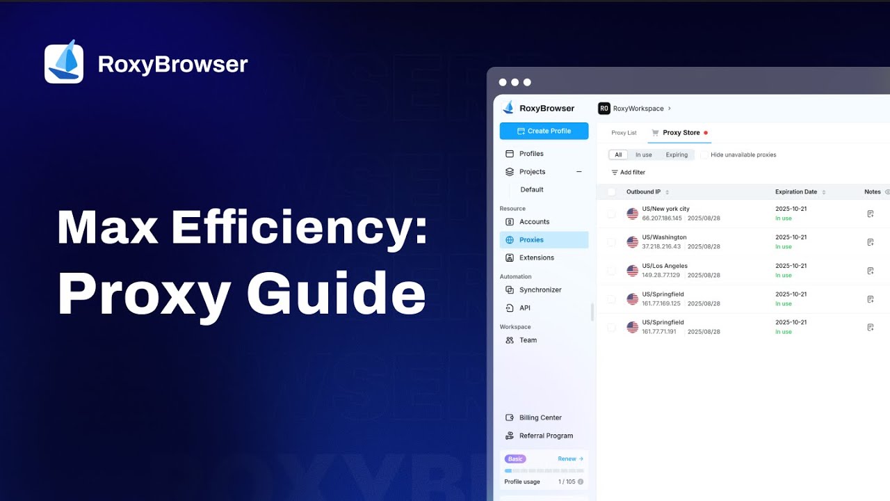 RoxyBrowser's tweet card. RoxyBrowser Tutorial | Manage Proxies for Total Privacy & Efficiency