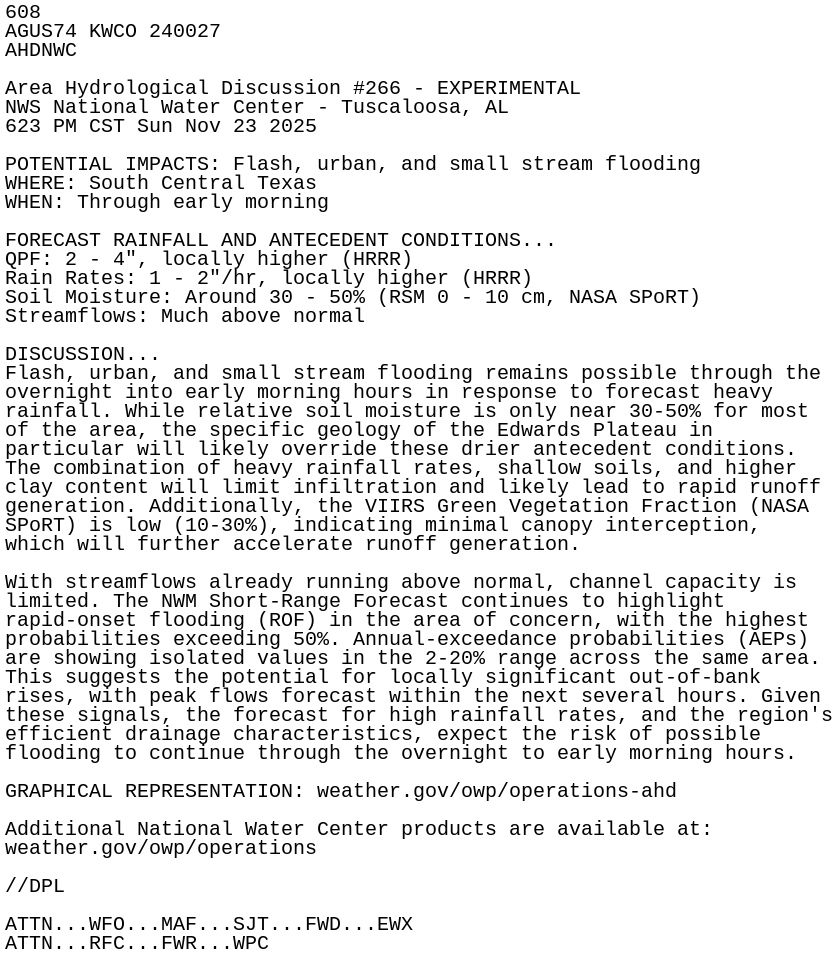 EWXBot's tweet card. AHD issued by NWS NWC at 24 Nov 2025 00:23 UTC