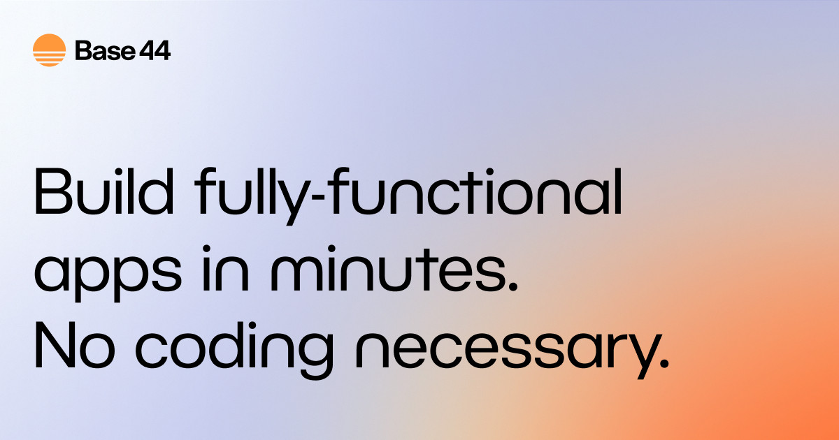 SwiftUIHome's tweet card. From idea to live app in minutes. Base44 gives you the tools to launch fully-functional apps - no code, no setup, no hassle.